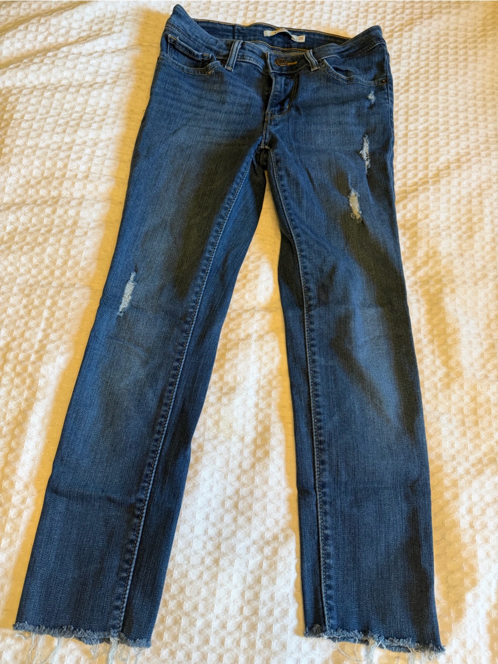 Levi's Dark Blue Skinny Jeans with Frayed Hem